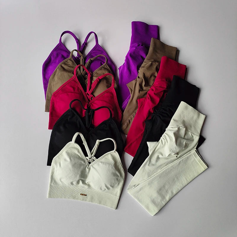 Women's V-neck Bra & Leggings Fitness Set
