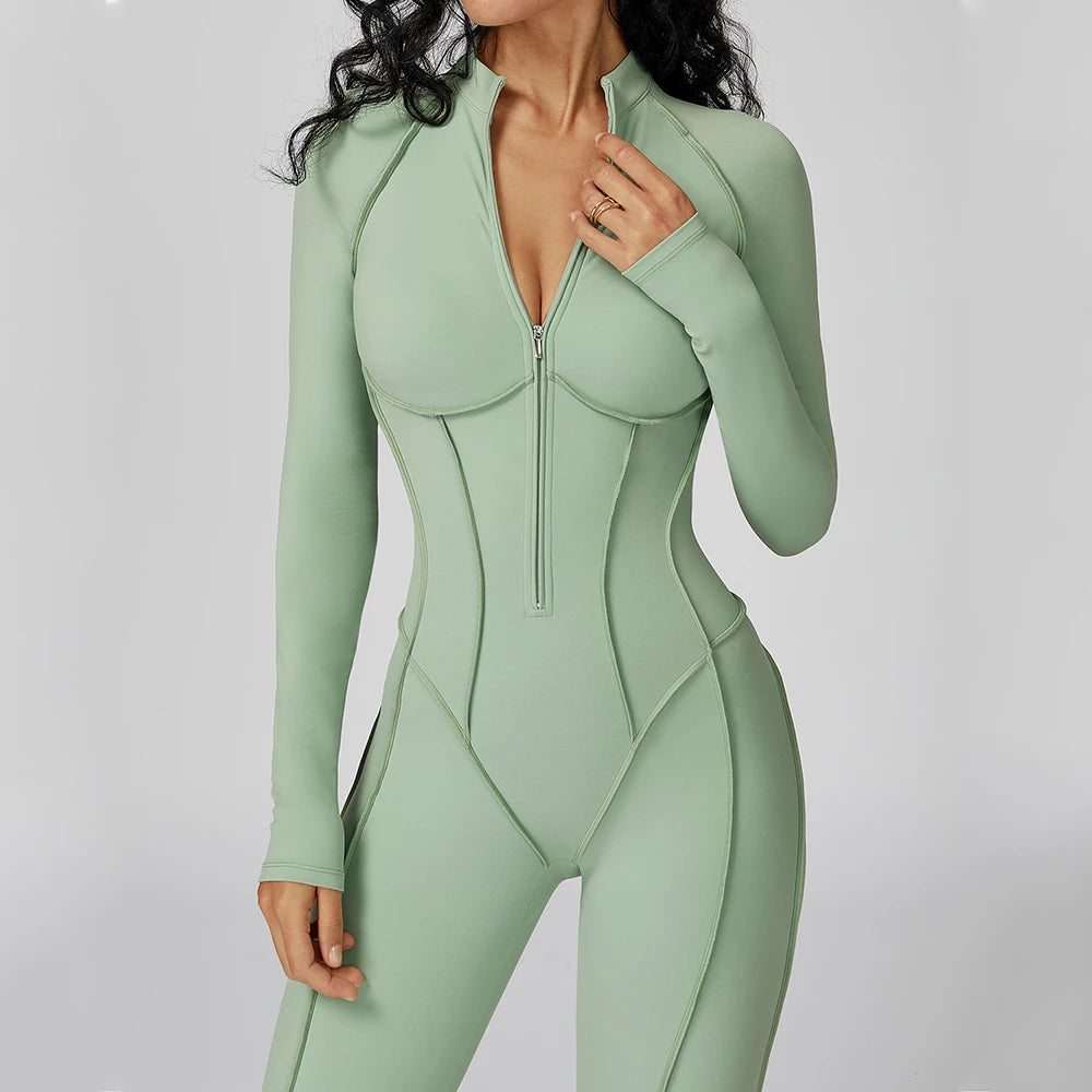 Women's One-Piece Yoga Bodysuit Long Sleeved