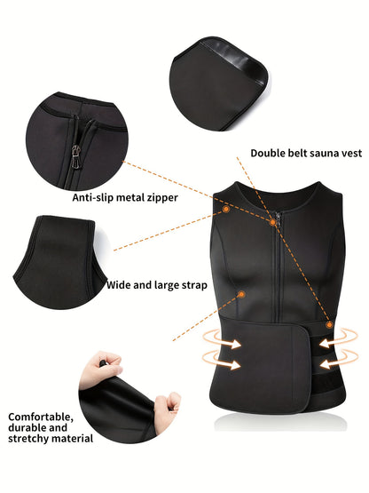 TKPARK Men's Adjustable Compression Tank Top & Waist Trainer